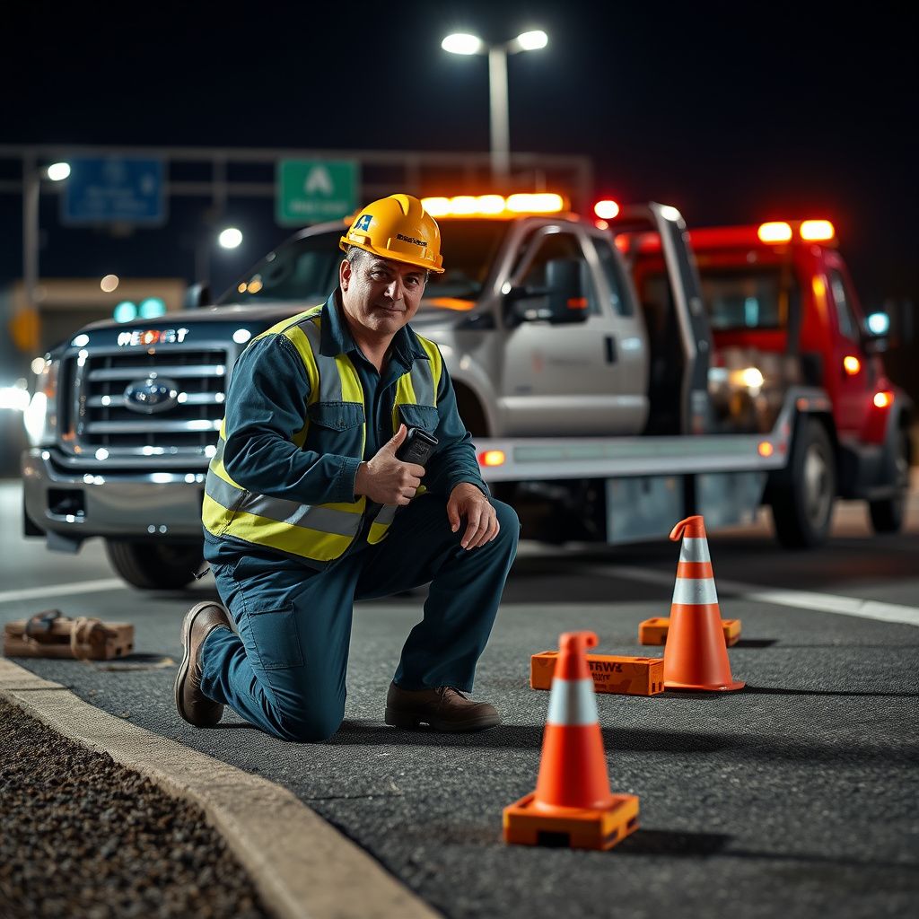 A professional tow truck operator securing a luxury vehicle onto a flatbed in Sandy Springs.